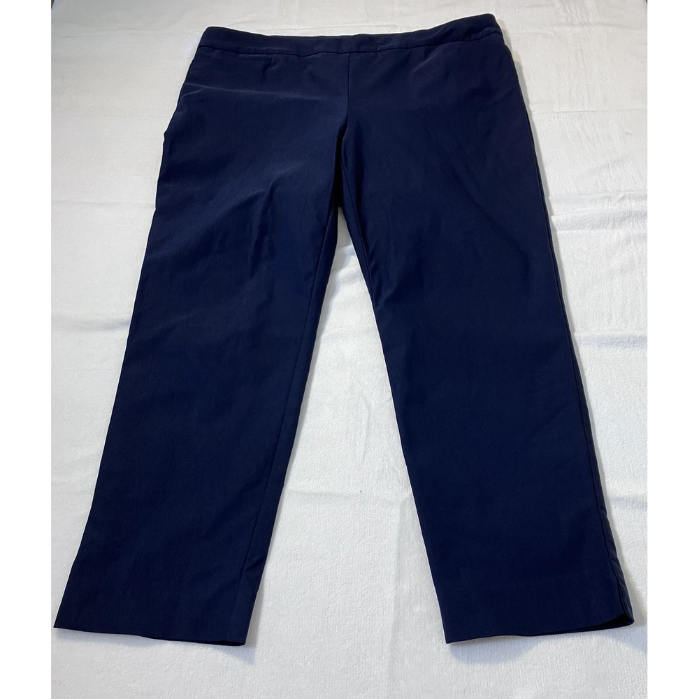 Chicos Brigitte Navy Blue Pull On Slim Ankle Pants Size 3R US 16R Stretch Work